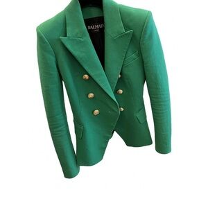 Balmain Green Double-Breasted Blazer